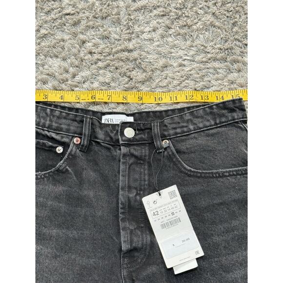 NWT Zara Women's Black High Waisted Frayed Hem Cut Off Denim Shorts Size 10 - Picture 8 of 13